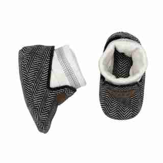 Juddlies™ Cottage Slippers Organic Cotton Bear Black 0 to 4 Months
