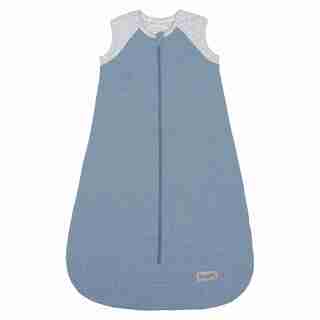 Juddlies Raglan Collection - Baby Organic Cotton Sleep Sack, Dream Sack, Wearable Blanket, 2-Way Zipper - 1 Tog - Denim Blue - 0-6 months