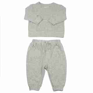 Breathe EZE Cotton Two Piece Jogger Set, Light Grey Fleck 3-6 months
