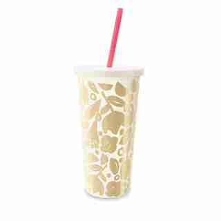 Kate Spade New York Tumbler With Straw Golden Floral