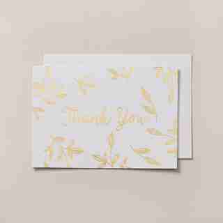 Thank You Notes Gold Foil Leaves Set of 14