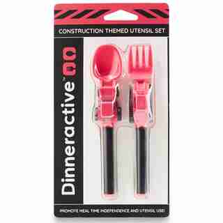 Dinneractive 2pc Utensil Set, Construction-Theme, Pink