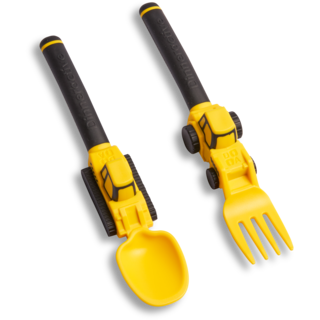 Dinneractive 2pc Utensil Set, Construction-Theme, Yellow