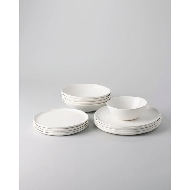 Service de vaisselle de base, blanc moucheté