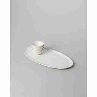Serving Platter Set, Speckled White