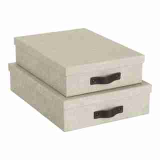SET OF 2 RASMUS NESTED DOCUMENT BOXES, LINEN