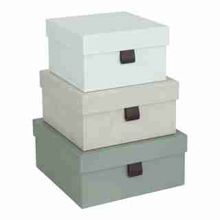 OUI X BIGSO SET OF 3 TILLY NESTED STORAGE BOXES, FERN/MINT