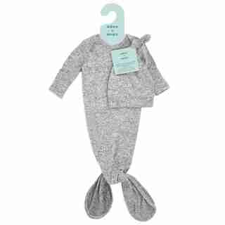 Snuggle Knit Gown and Hat Set - Heather Grey