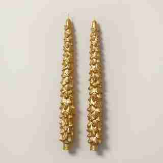BOUGIES CHAUFFE-PLATS – FEUILLES DORÉES (ENSEMBLE DE 2)