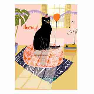 Birthday Card Hooray Cat
