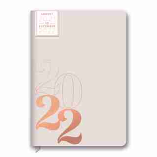 August 2021 - December 2022 Medium Weekly Beige / Rose Gold Leather Planner