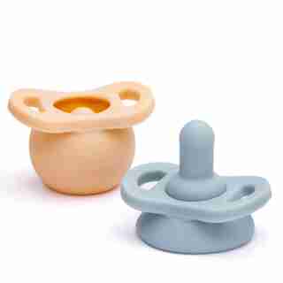 Doddle & Co - Pop & Go Pacifier - Stage 1 - Built-in Pacifier Case - Silicone - 2 Pack - Smash Cake / Cloud 9