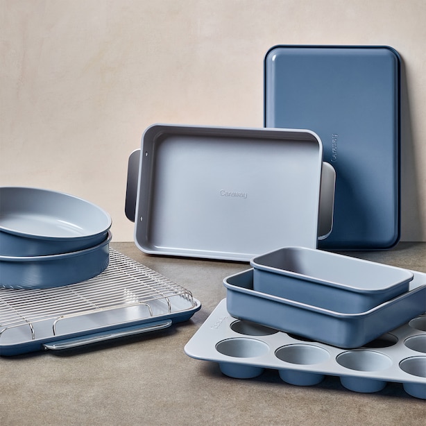 Caraway Non-Stick Ceramic Complete Bakeware Set Cream: Healthy & Non-Toxic Bakeware, 11-Piece Set With Loaf Pan & Baking Sheet