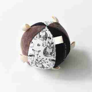 TAGGY BALL WITH RATTLE, WOODLAND