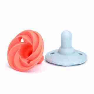 Doddle & Co - Holland Pop Silicone Pacifier - Stage 2 - Natural Shape - 2 Pack - Peach / Cloud 9