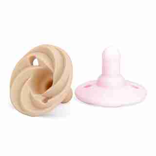 Doddle & Co - Holland Pop Silicone Pacifier - Stage 2 - Natural Shape - 2 Pack - Blush / Smash Cake