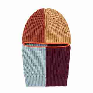 Quattro Rib Colorblock Balaclava, Stone Blue Wine