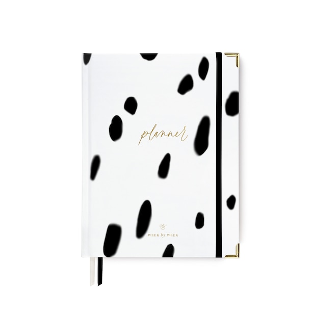UNDATED HARDCOVER 12 MONTH WEEKLY PLANNER, DALMATIAN DESIGN