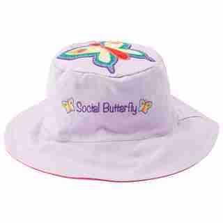 FlapjackKids - Chapeau de soleil UPF50+ pour enfants - Papillon/Tulipes - Moyen - 2-4 ans