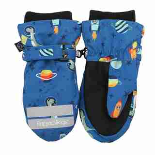 Flapjackkids - Mitaines de ski déperlantes Bleu Dino Large 4-6 ans