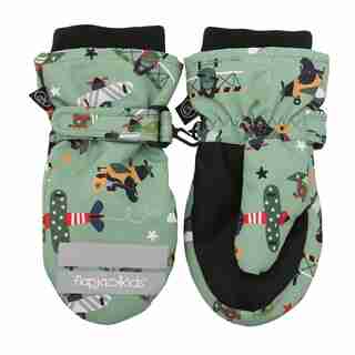 Flapjackkids - Mitaines de ski déperlantes Ours noir vert Large 4-6 ans