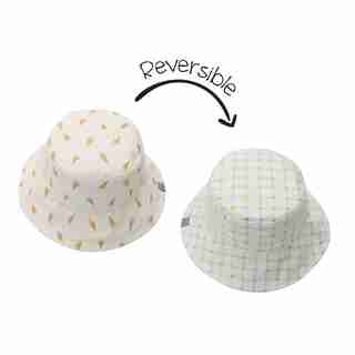 REVERSIBLE BABY PATTERNED SUN HAT, ICE CREAM/BLUE CHECK 0-6 MONTHS