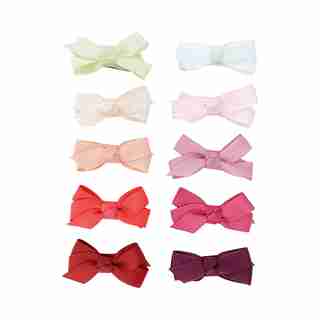 Set of 10 Chelsea Bow Snap Clips, Coral Sunrise
