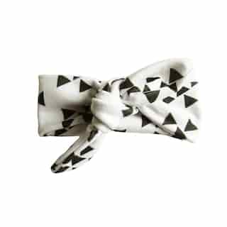 Baby Wisp Top Knot Headband, White with Black Geometric Shapes 3m+