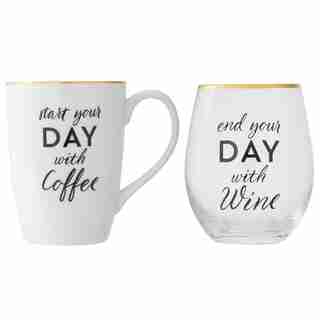 START AND END MUG-AND-WINE SET