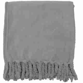 FRINGE THROW BLANKET – SOFT CHARCOAL