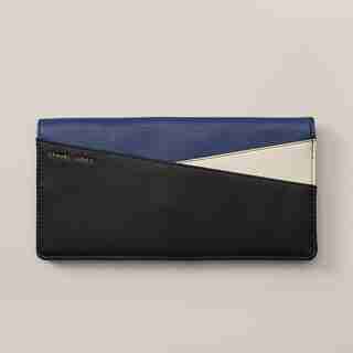 Colorblock Travel Wallet, Black/Cobalt