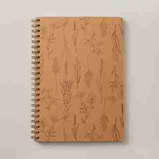 CARNET A4 À RELIURE SPIRALE – STYLE PAPIER KRAFT, FLEURS SAUVAGES