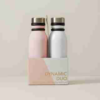 SET OF 2 WATER BOTTLES OPALESCENT AND PINK