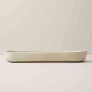 ORGANIC STONEWARE OVAL SERVING TRAY, IVORY