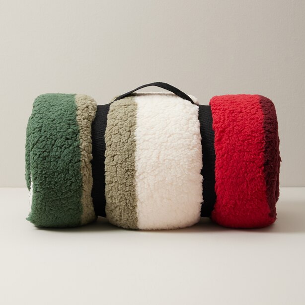 SHERPA THROW BLANKET TRADITIONAL, STRIPE by OUI Gifts www.chapters.indigo.ca