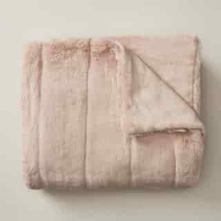 FAUX-FUR THROW BLANKET HERRINGBONE, ROSE DUST