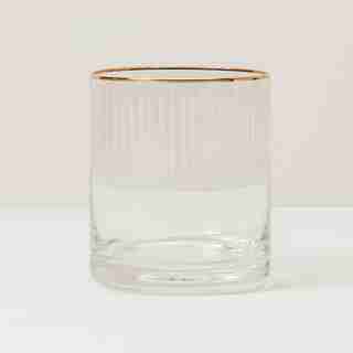 SET OF 4 LOWBALL GLASSES, GOLD RIM