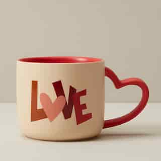 LOVE MUG WITH HEART SHAPED HANDLE