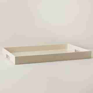 RECTANGULAR LACQUER BUTLER TRAY, BISQUE