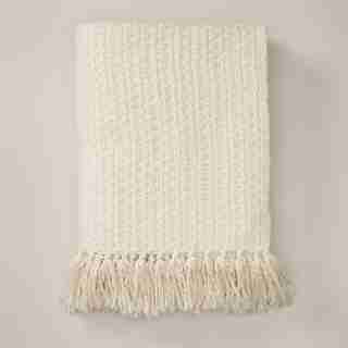 BASKET WEAVE THROW BLANKET, IVORY