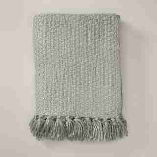 BASKET WEAVE THROW BLANKET, FOG