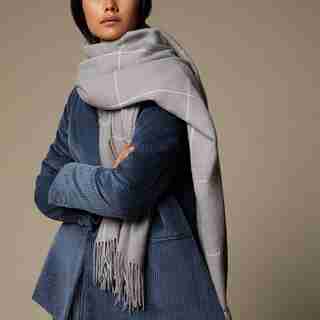 SUPERSOFT SCARF WINDOWPANE, HEATHER GREY