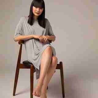 RELAXED LOUNGE DRESS, HEATHER GREY SMALL/MEDIUM