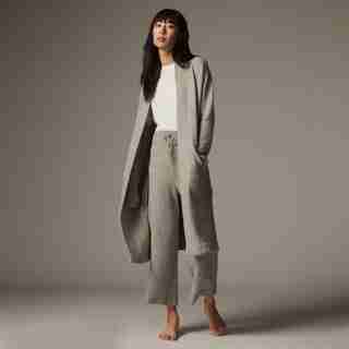 CARDIGAN EN TRICOT DOUILLET – GRIS CHINÉ, MOYEN/GRAND