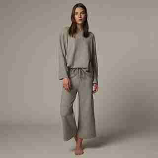 COZY KNIT LOUNGE TOP, HEATHER GREY LARGE