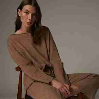 COZY KNIT LOUNGE TOP, HEATHER FAWN LARGE