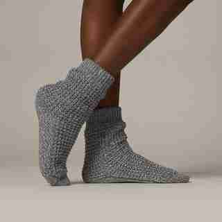 WAFFLE MID-RISE READING SOCKS™ STEEL BLUE TWIST