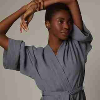 COTTON GAUZE ROBE, STONE BLUE SMALL/MEDIUM