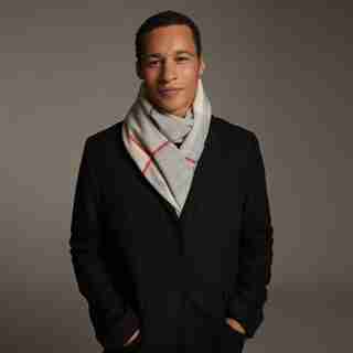 ECO SUPERSOFT SCARF, FRAMED BUFFALO HEATHER GREY
