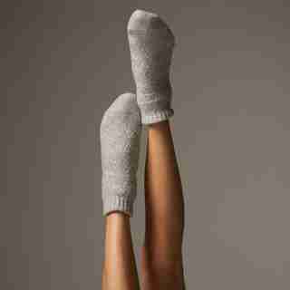 Chaussettes de Lecture en Tricot Pointelle À La Cheville, Gris